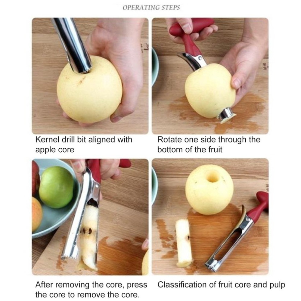 Apple Corer Slicer - Apfelkernschneider aus Edelstahl, Obstzubereitung, scharfe Streitigkeit,