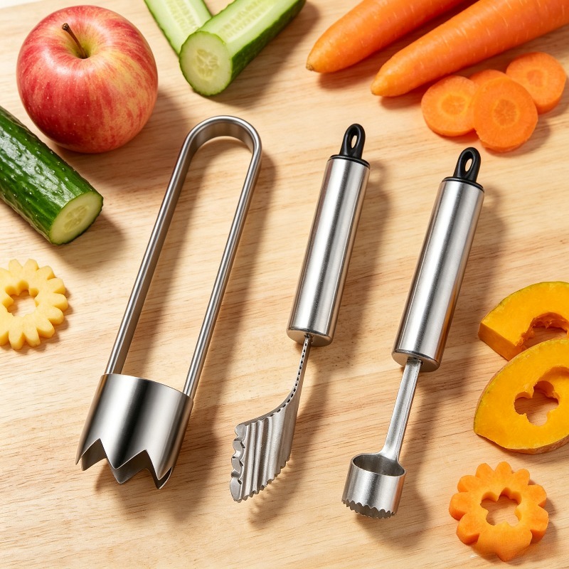 Apple Corer Slicer - 3-teiliges Edelstahl Jalapeño-Pfeffer-Entkerner-Set Apfel Obst Gemüse