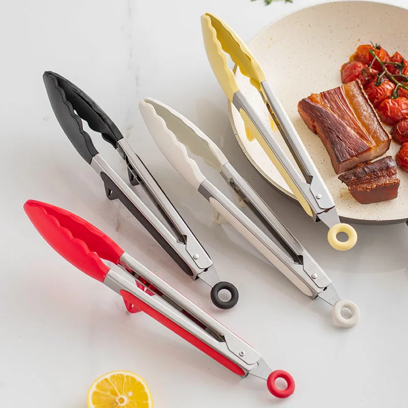 Kitchen Gadgets List - 10-Zoll-Lebensmittelzange Silikon rutschfeste Kochklammer Edelstahl Küchenzange