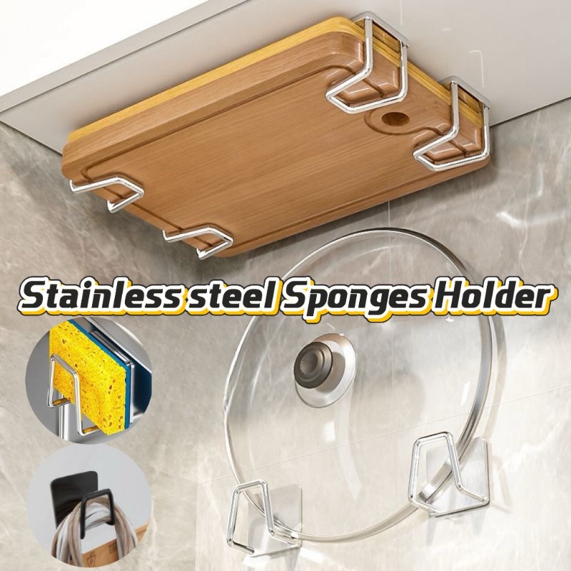 Kitchen Gadgets Gifts - 1-10 Stück Küchen-Edelstahl-Schwammhalter Selbstklebender Abfluss-Trockenständer Haushaltswandhaken