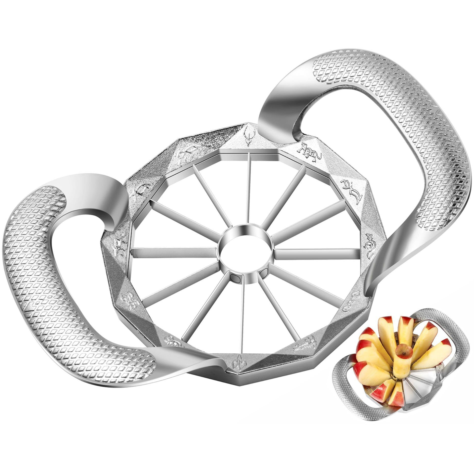 Apple Corer Slicer - Robuste und scharfe 12-Klingen-Edelstahlschneider, Teiler, Obstschneider-Werkzeuge
