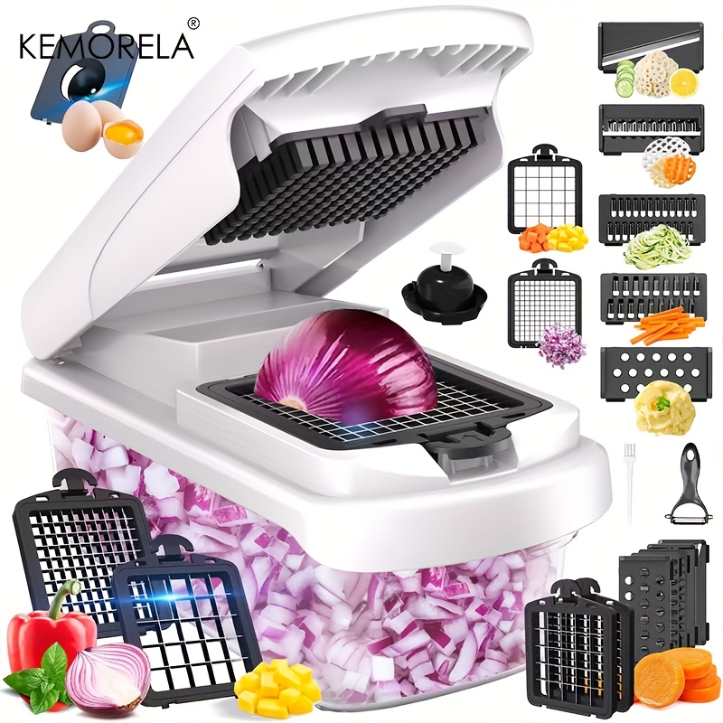 Kitchen Gadgets Luxury - 14-in-1 Multifunktionaler Gemüseschneider Lebensmittelzerkleinerer Zwiebelschneider Gemüsehacker