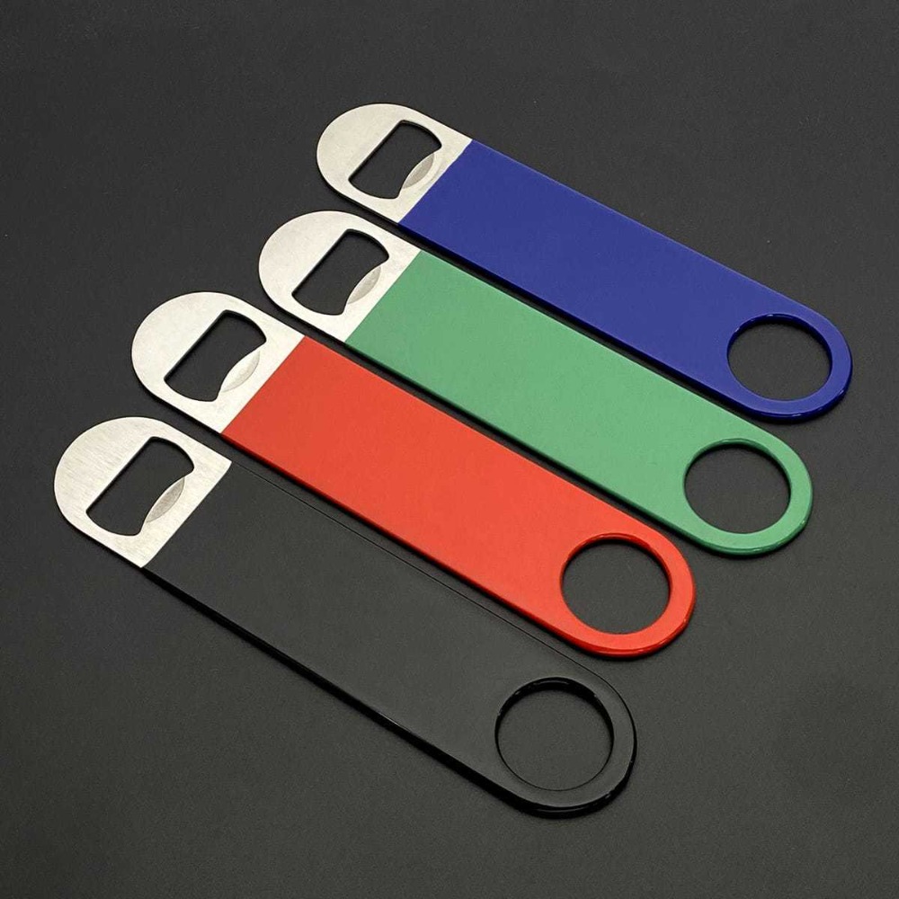 Kitchen Gadgets Gifts - Barkeeper Bierflaschenöffner Flach Schnellöffner Gummibeschichteter Edelstahl