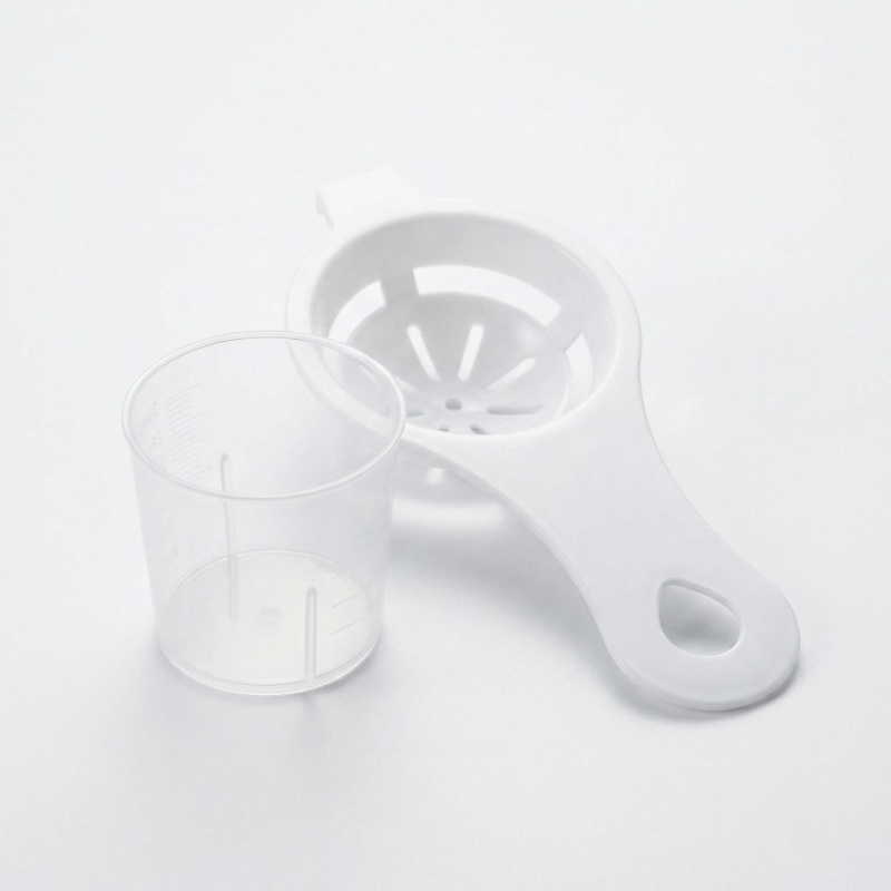 Egg Separator Tool - Kunststoff-Eiweiß-Eigelb-Separator mit Messbecher, Küchen-Backwerkzeug